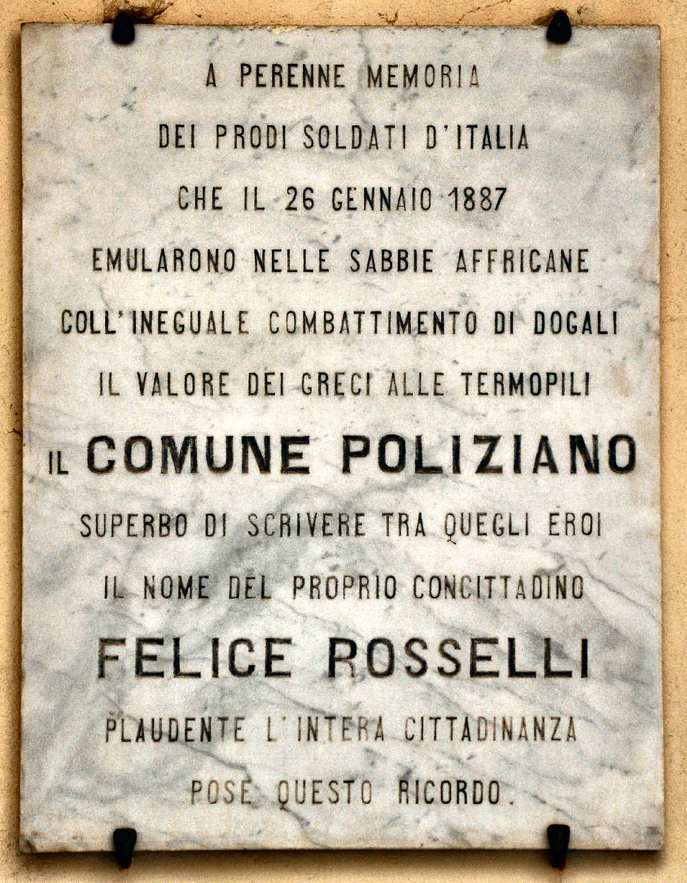 Lapide a Felice Rosselli